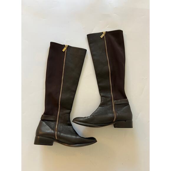 Michael Kors Hamilton Knee High Brown Leather Boots Shoes Women 6M Read - Picture 11 of 15